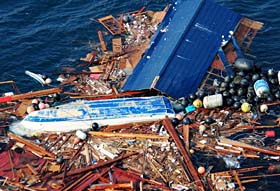 Tsunami debris crossing the Pacific